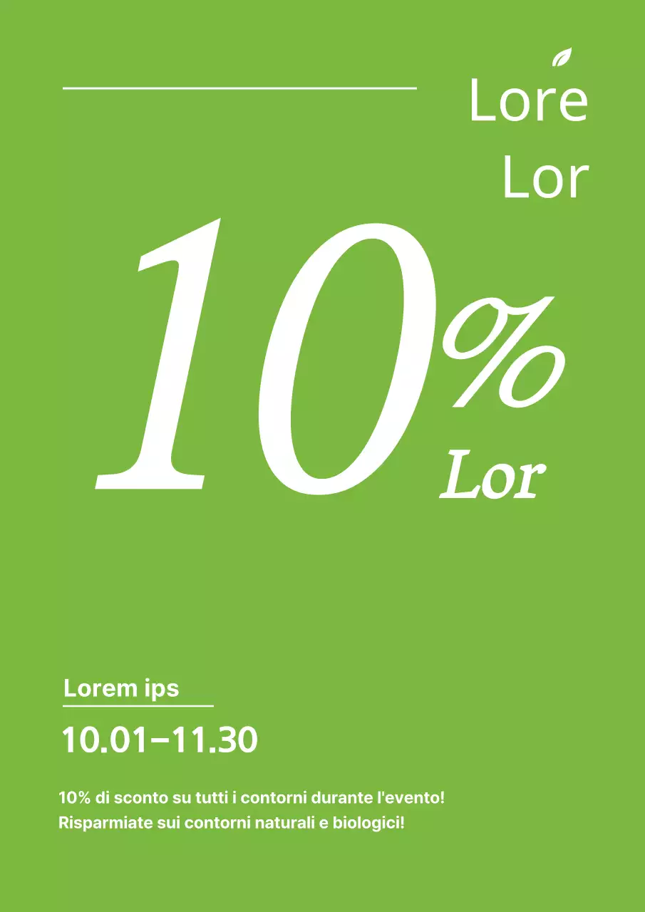 Un volantino semplice e verde per promuovere un evento di vendita di prodotti agricoli