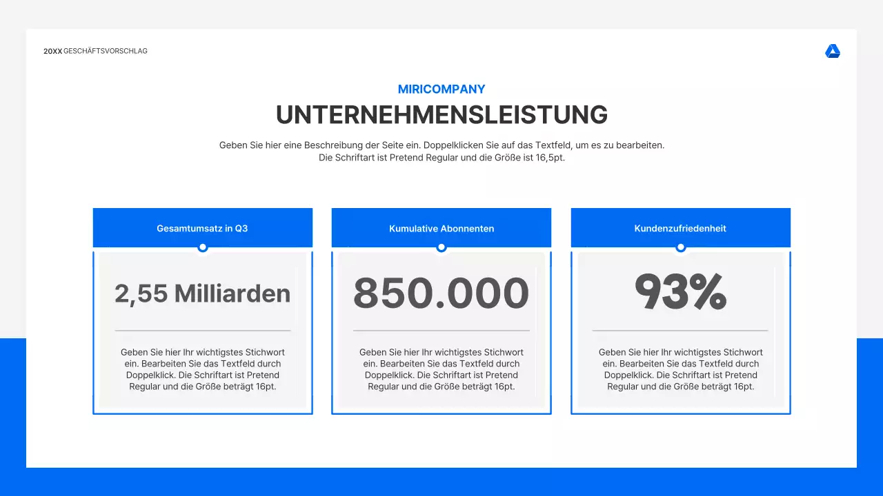 Saubere, intuitive Präsentationsmappe für Geschäftsangebote in Blau und Hellgrau
