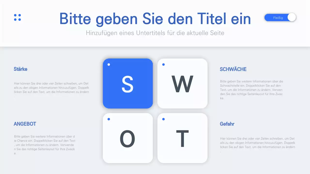 Einfaches graues und blaues UI-Konzept SWOT-Diagramm