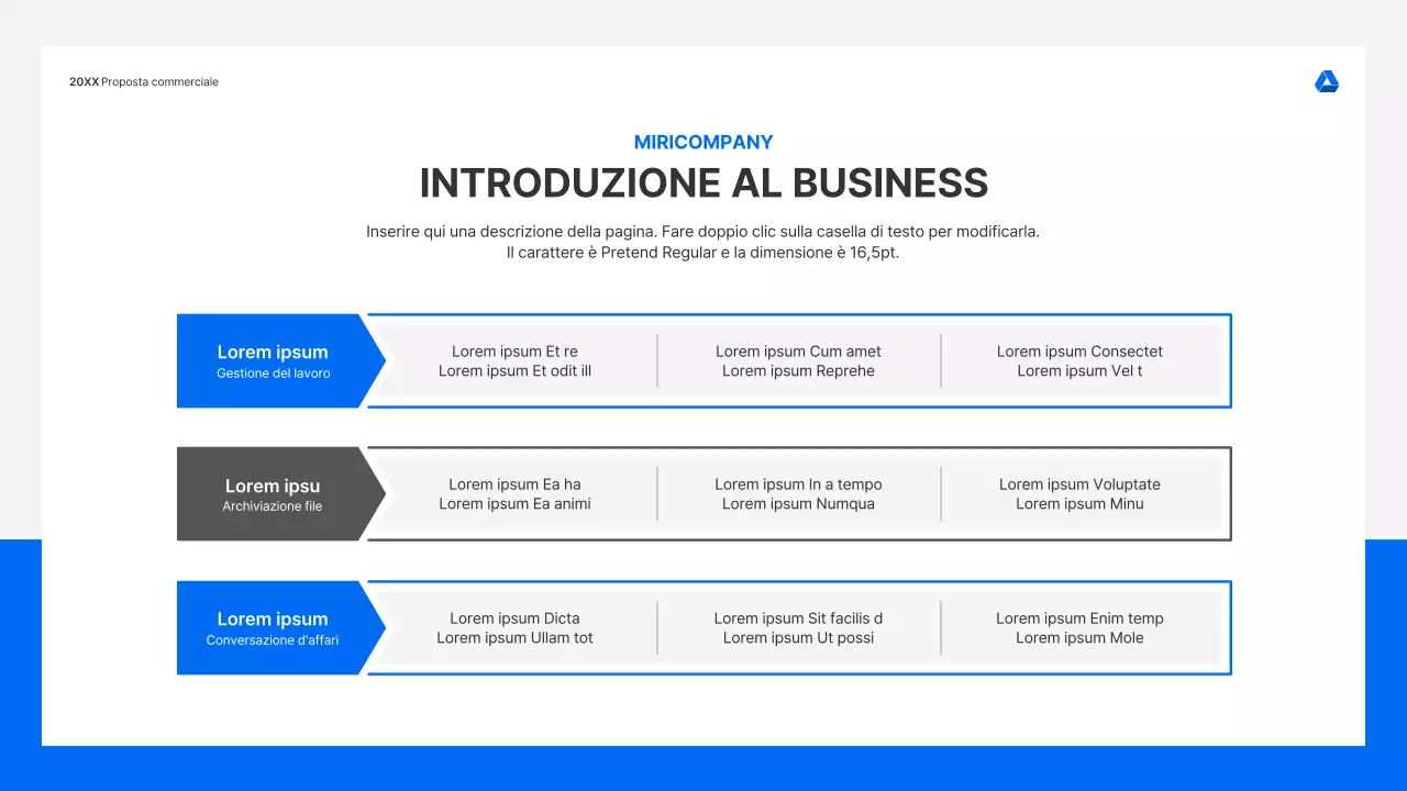 Kit di presentazione di proposte commerciali pulito e intuitivo in blu e grigio chiaro
