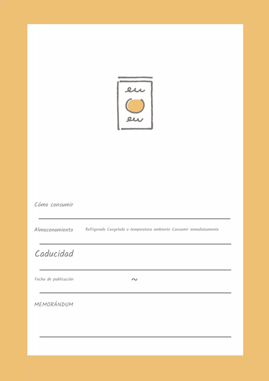 Póster de diseño sencillo con notas sobre el almacenamiento de alimentos en color amarillo