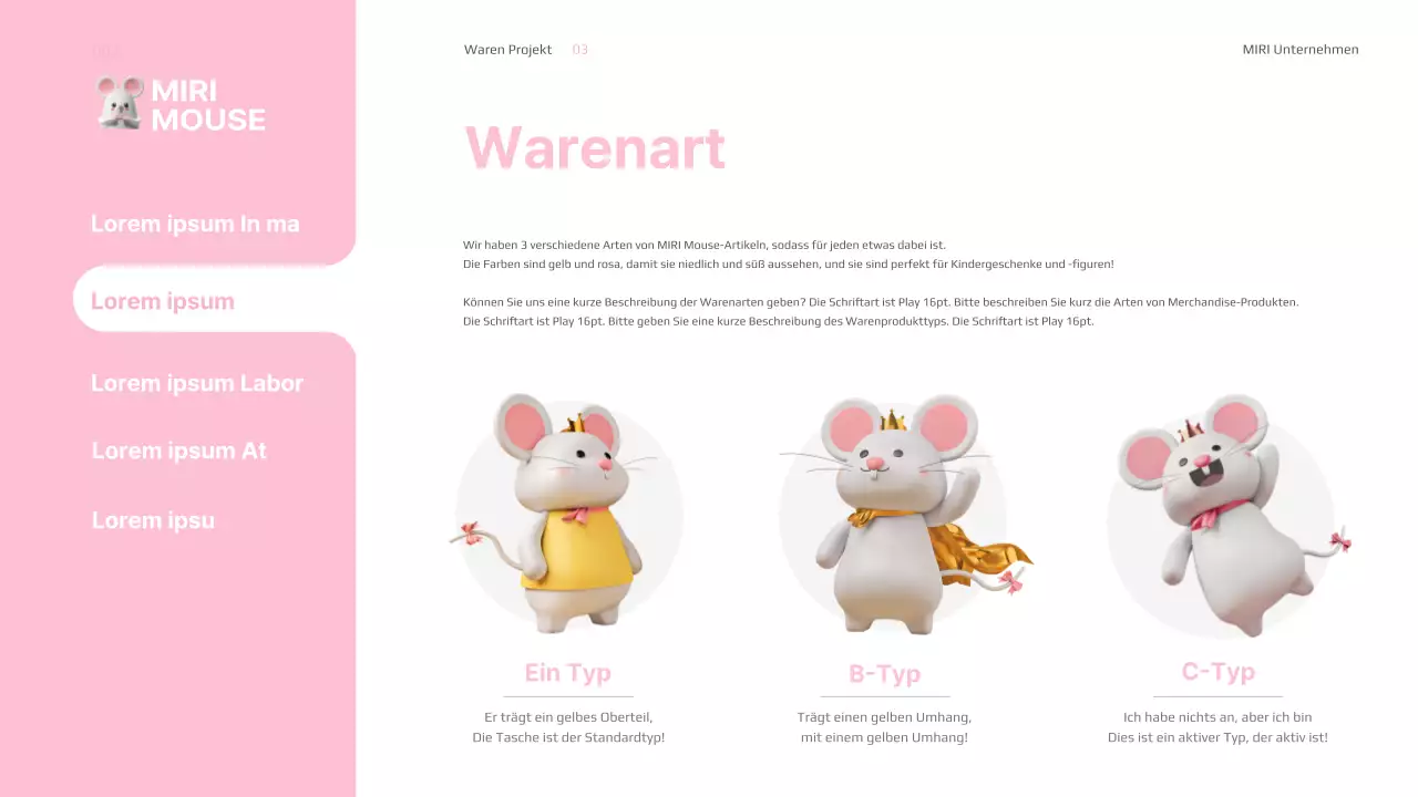 Rosa und weiße Warenpräsentation