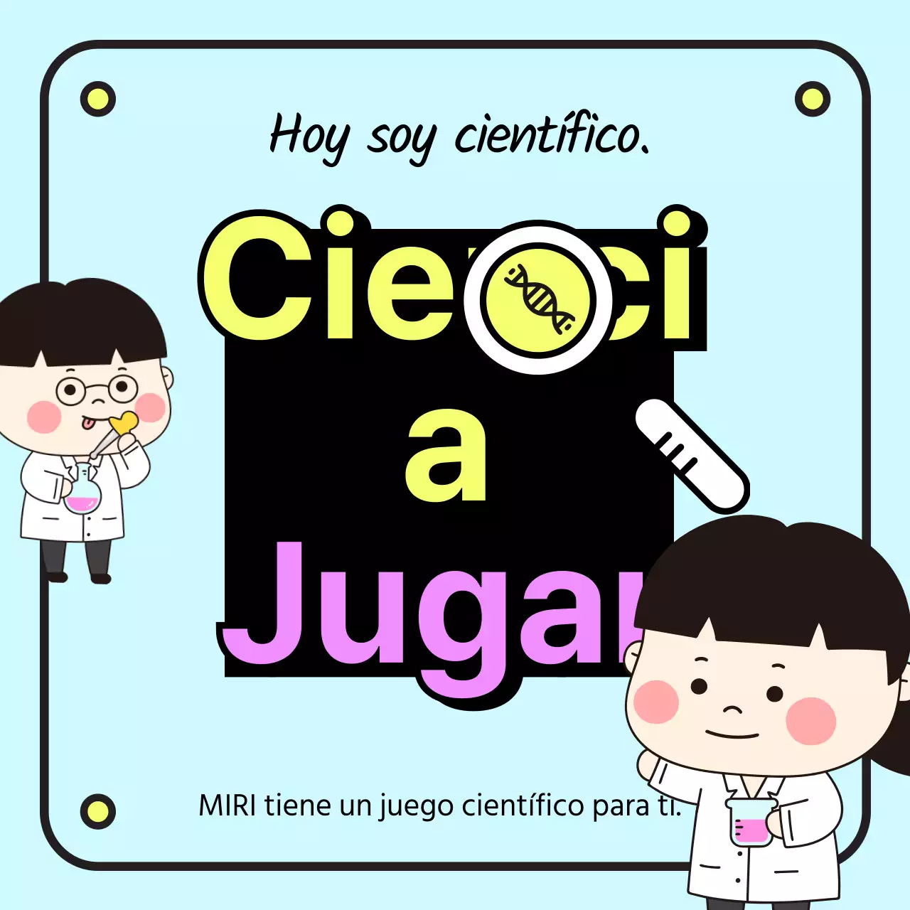 Light blue background science play cute scientist illustration banner