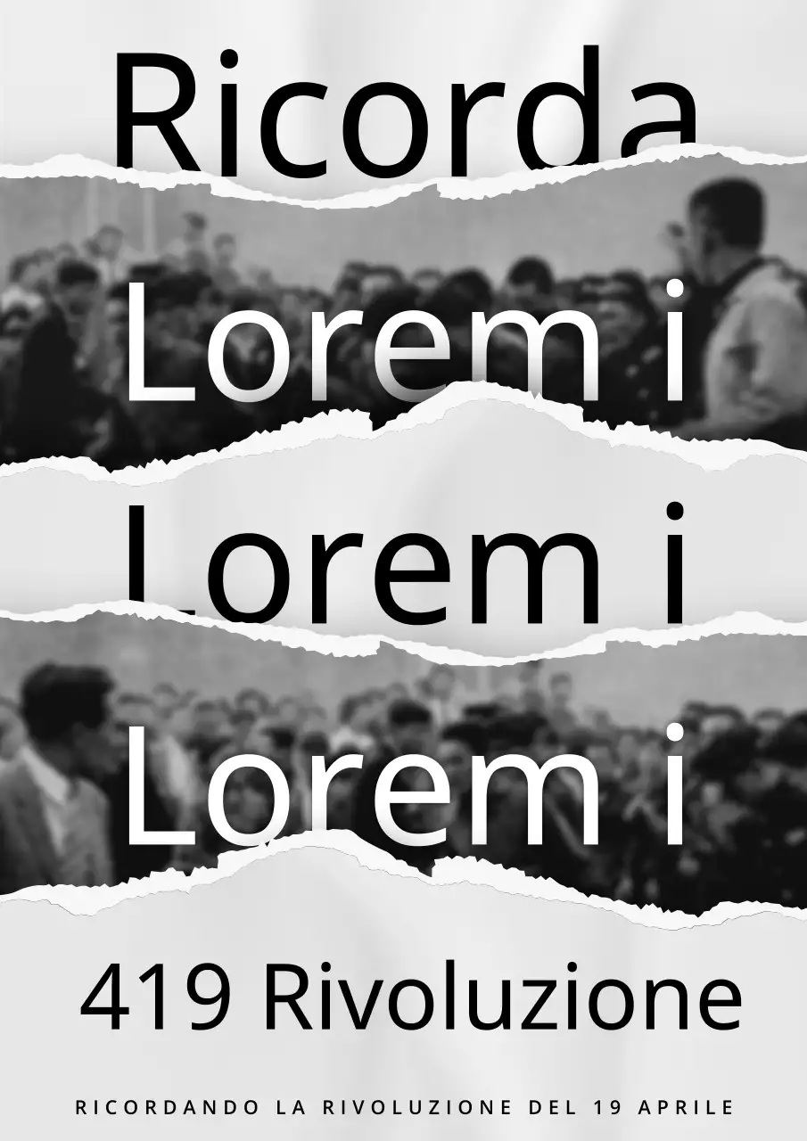 La rivoluzione del 19 aprile in tipografia grigia in bianco e nero