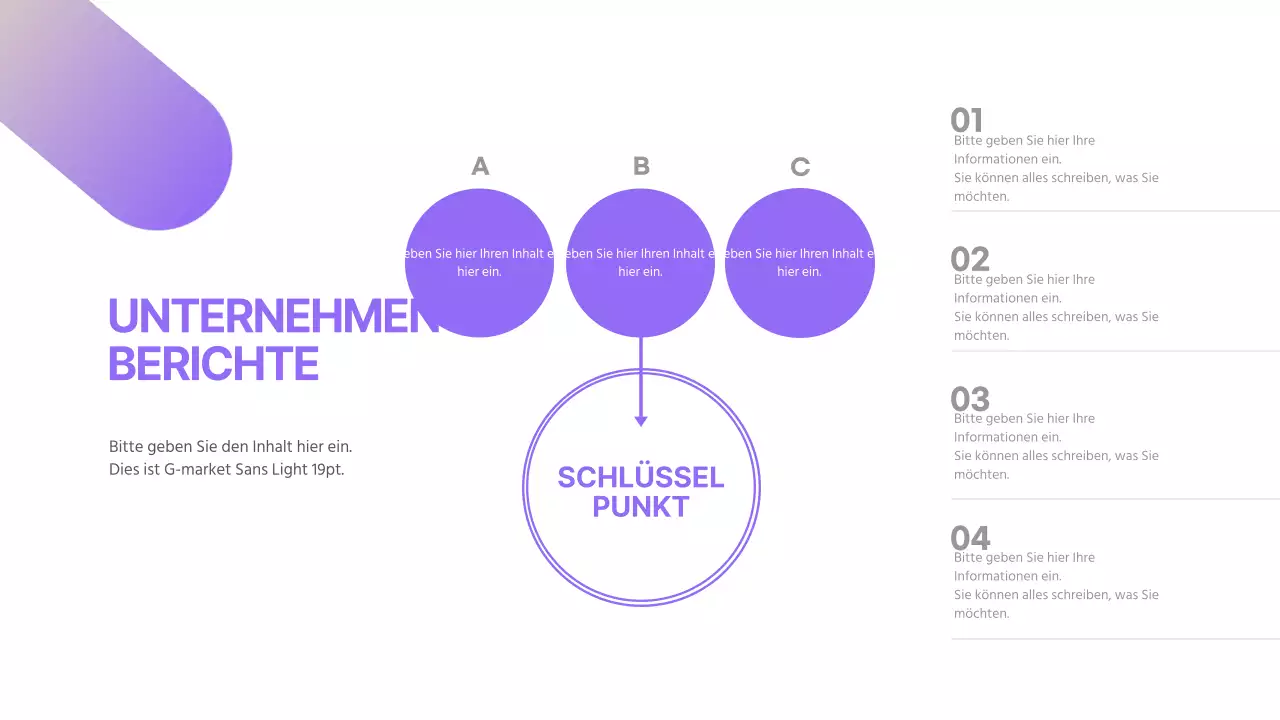 Saubere kreisförmige Schlüsselwörter mit lila Farbverlauf