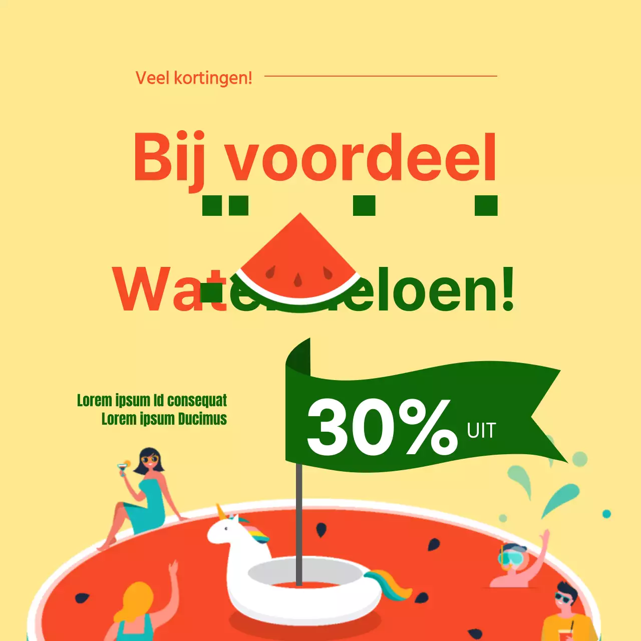 Zomeraanbiedingen in geel en watermeloenillustraties