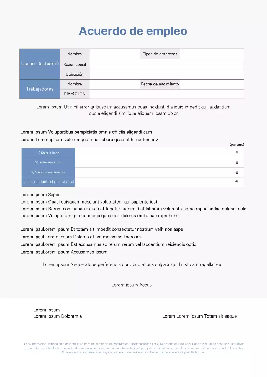 Contrato anual simple en azul