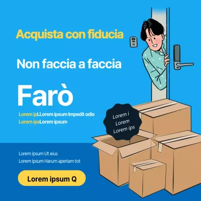 Blu, pulito e ordinato, senza contatto, consegna sicura degli acquisti