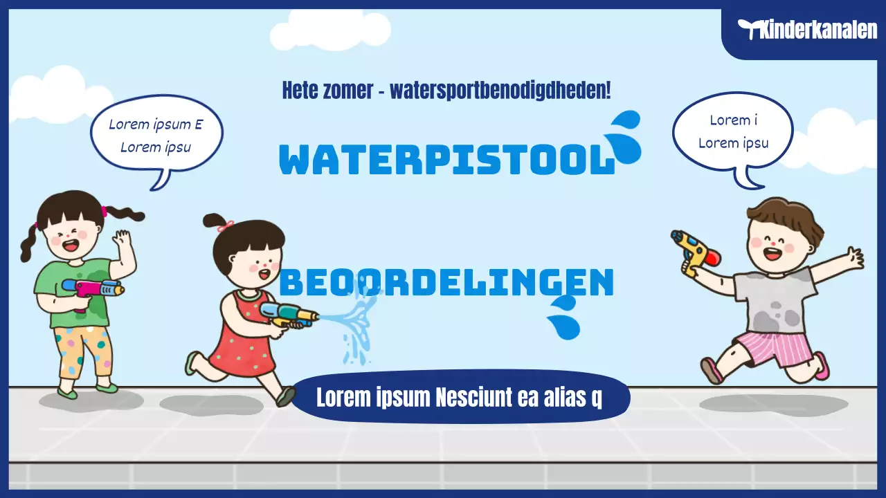 Waterpistool beoordeling YouTube thumbnail met schattig waterpistool illustratie concept