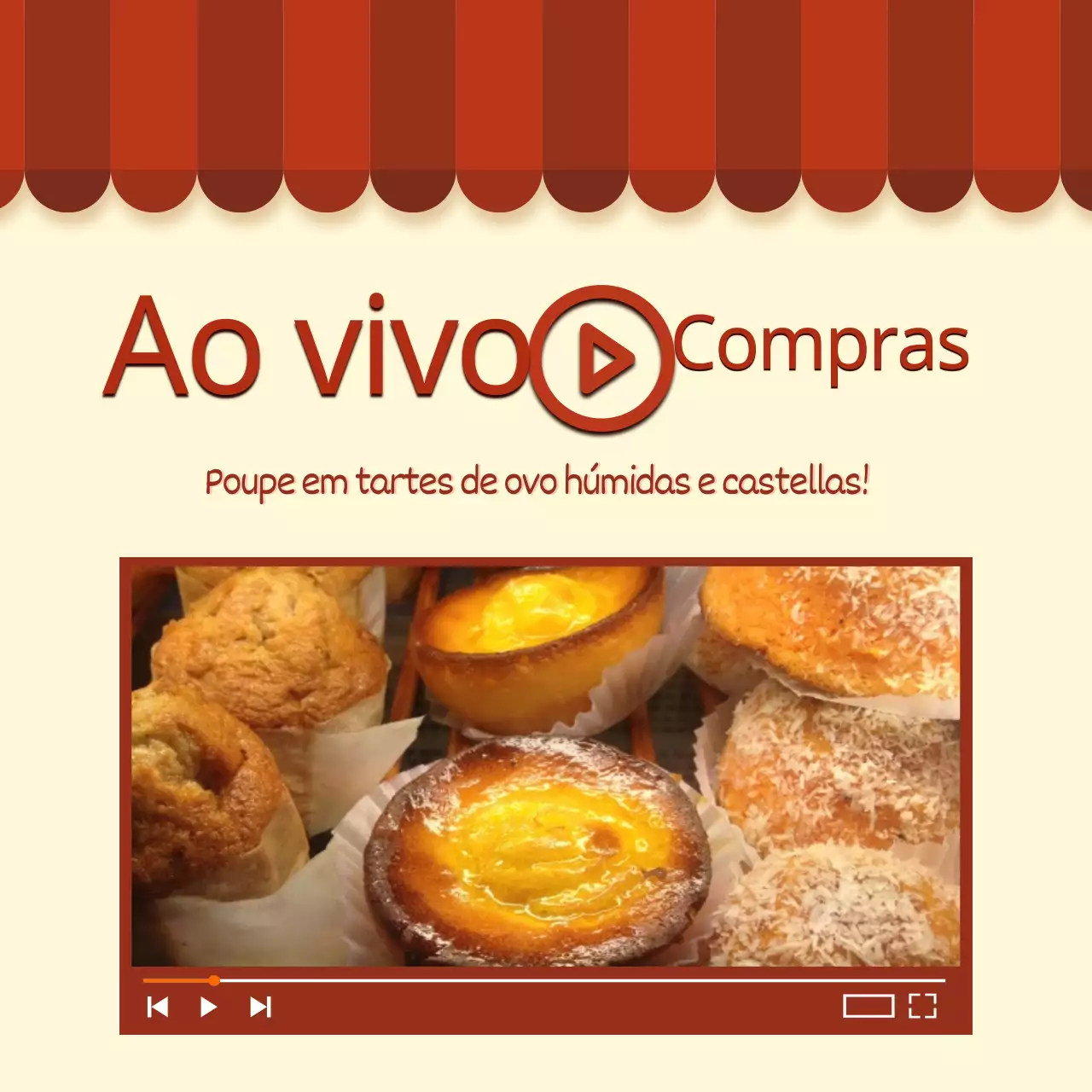Promover uma transmissão em direto com a temática da loja vermelha e laranja
