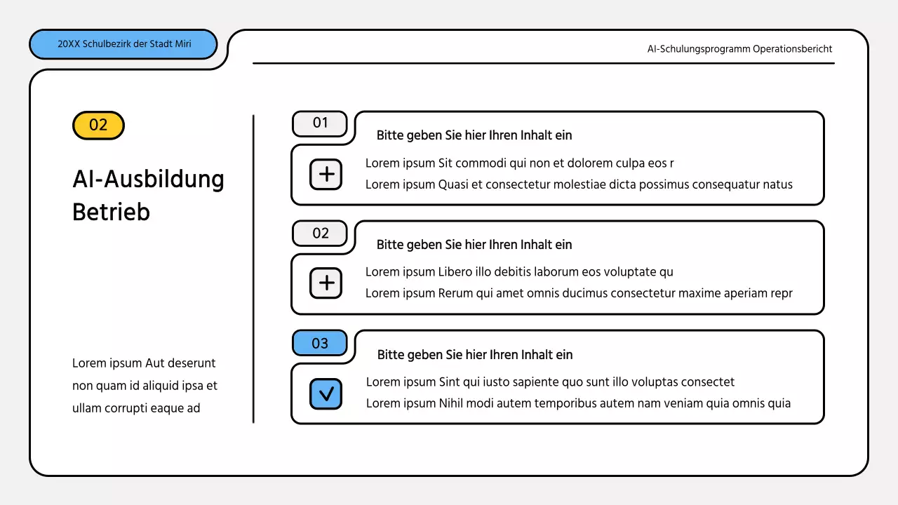 Hübsche blau-gelbe Präsentationsmappe für Ausbildungsberichte