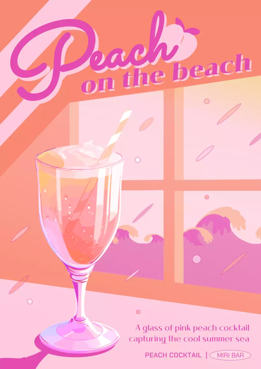 Pink Retro Cocktail Advertisement Poster