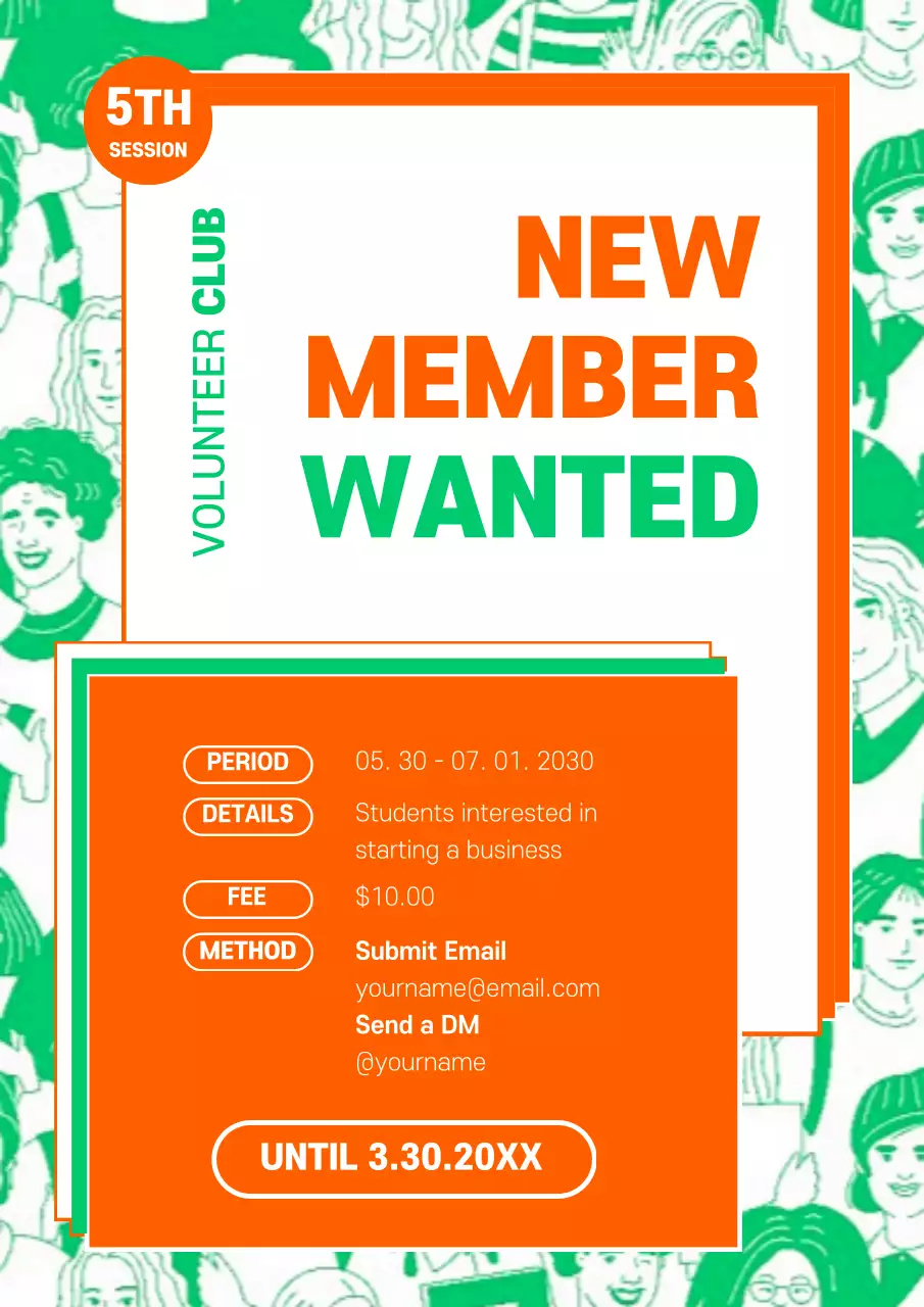 Blue Trendy Volunteer Recruitment Poster