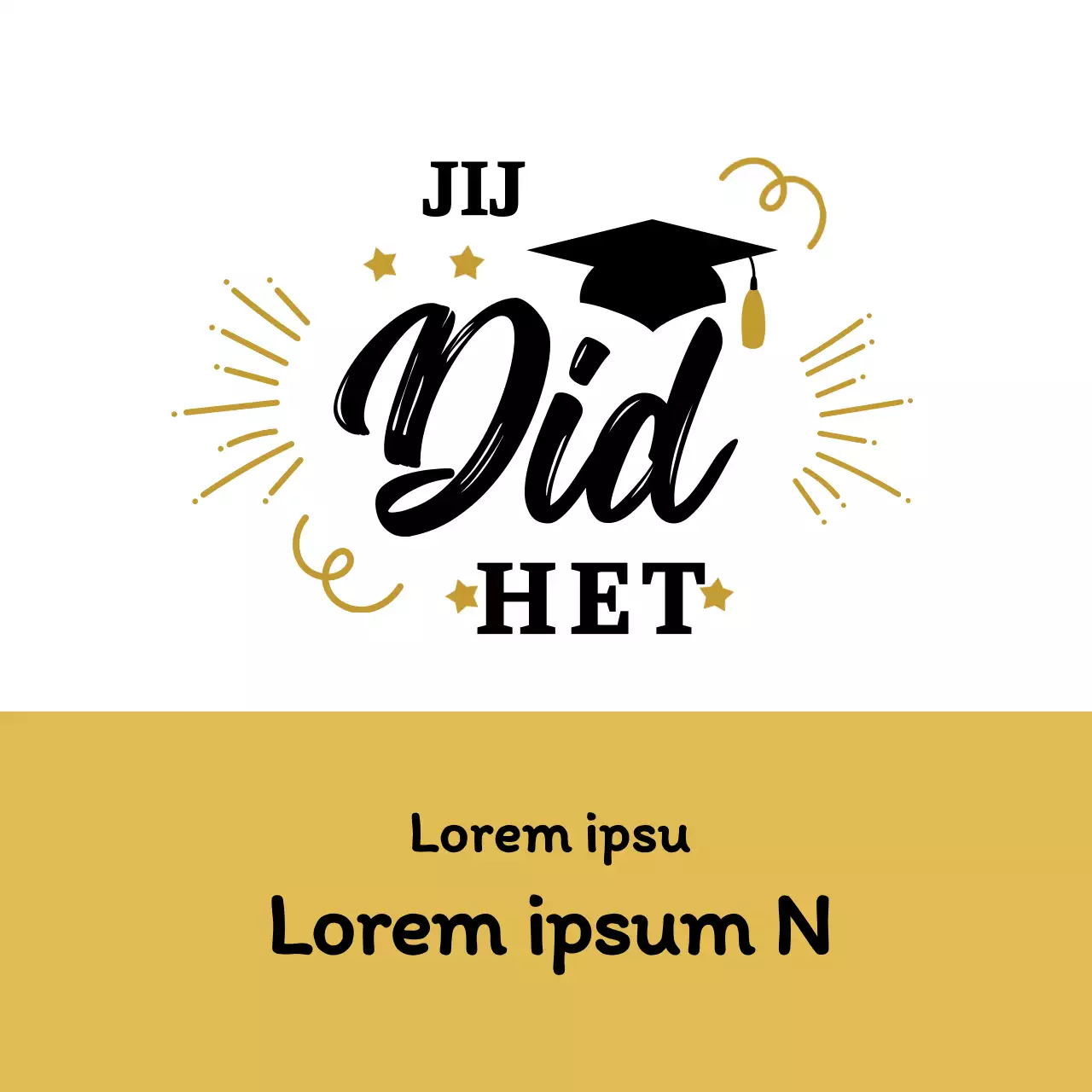 Zwart met gouden illustratie afstudeerfeest