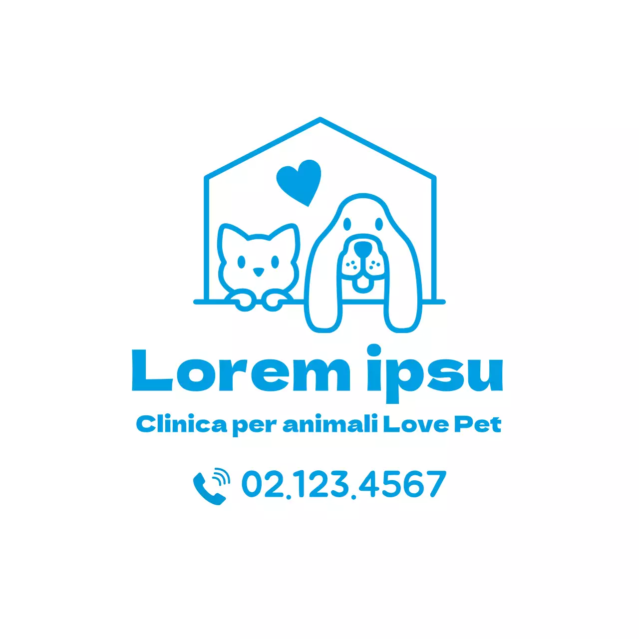Blu illustrazione logo carino ospedale animale