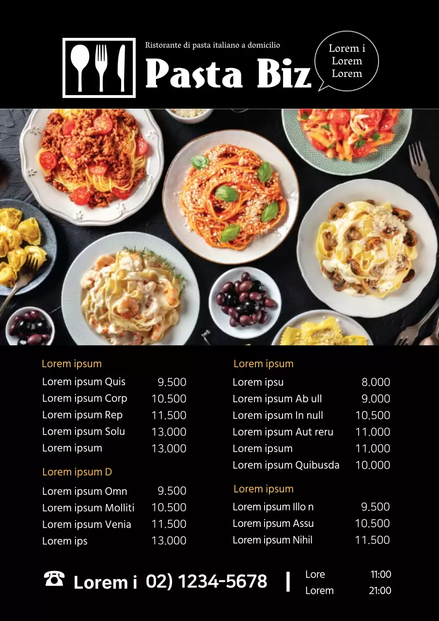 nero foto highlight logo cibo pasta menu