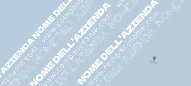 Testo blu del marchio