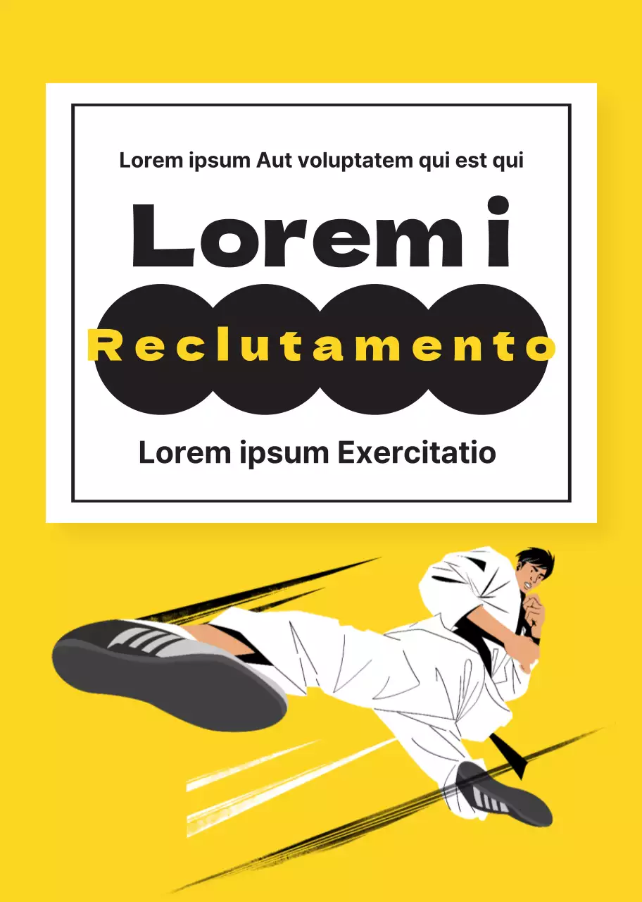 Illustrazione gialla che promuove la scuola di Taekwondo