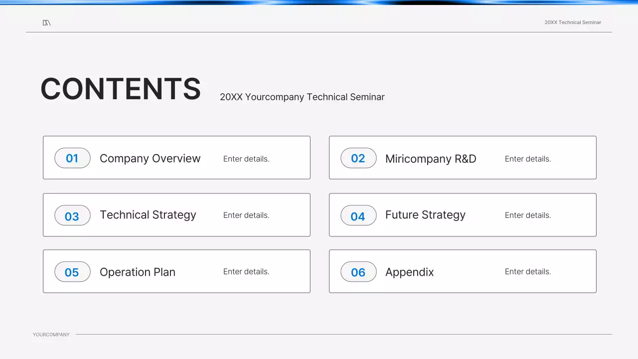 흰색과 파랑색 깔끔한 컨셉의 기술 세미나 비즈니스 프레젠테이션 키트