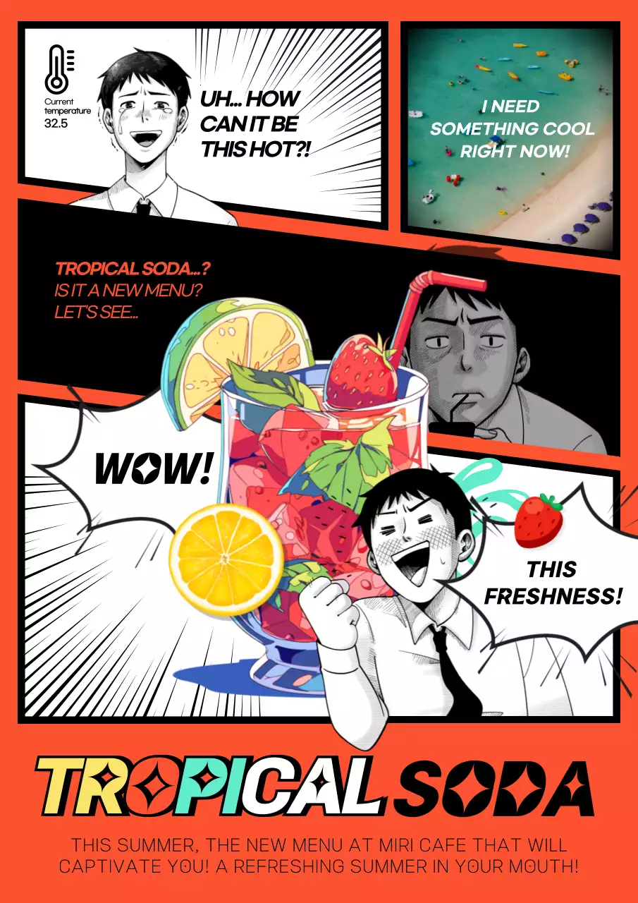 Orange Comic Soda Advertisement Poster