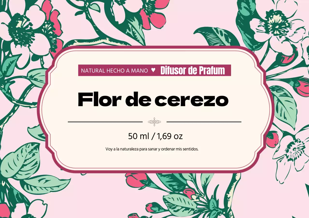 Etiqueta de perfume vintage con ilustración rosa