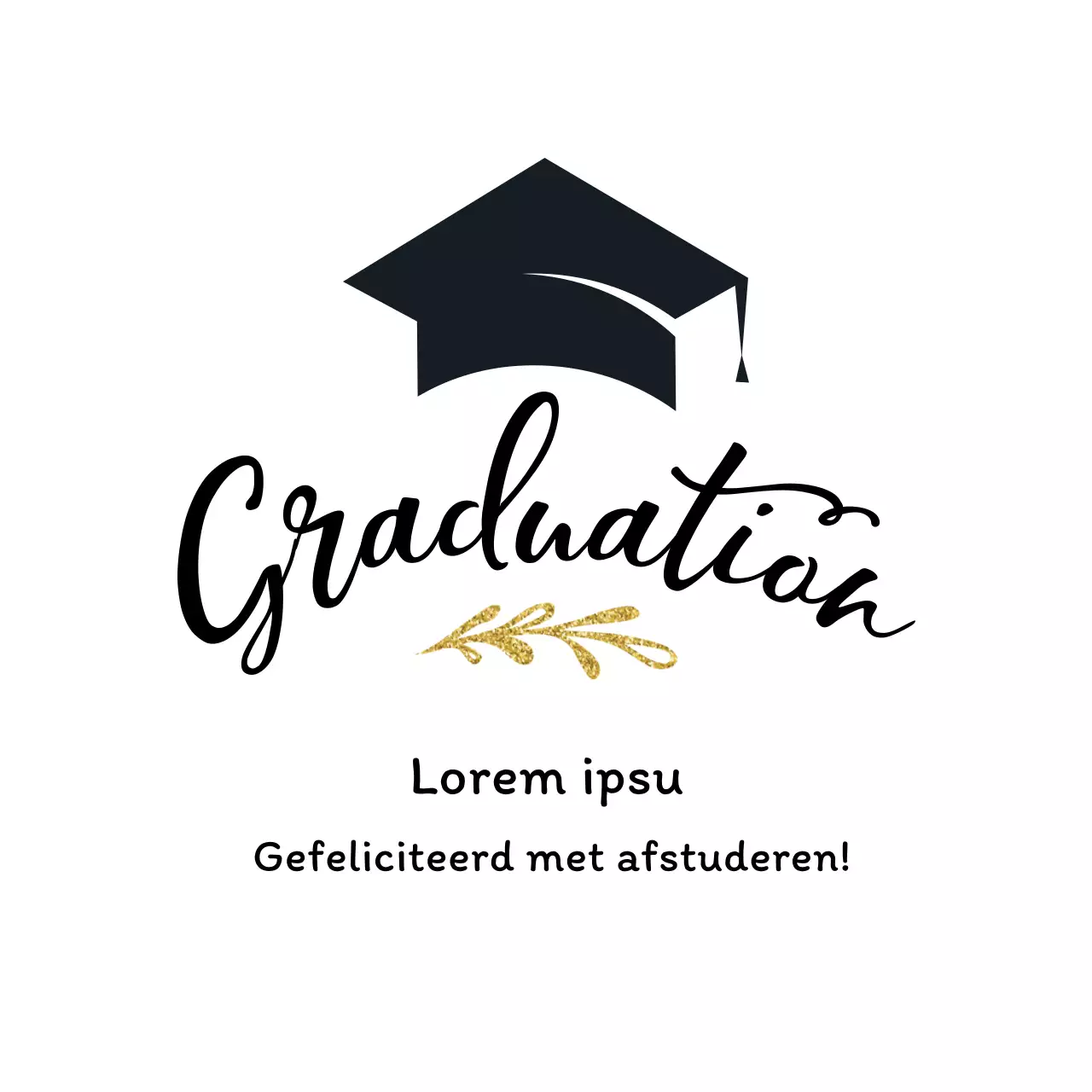 Zwart met gouden illustratie afstuderen middelbare school