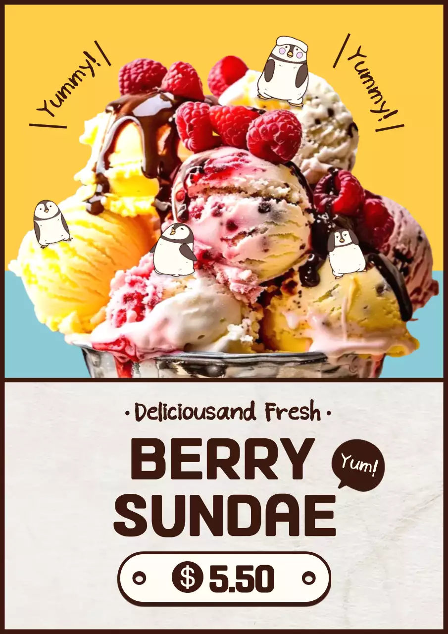 Yellow Trendy Sundae Promotion Poster