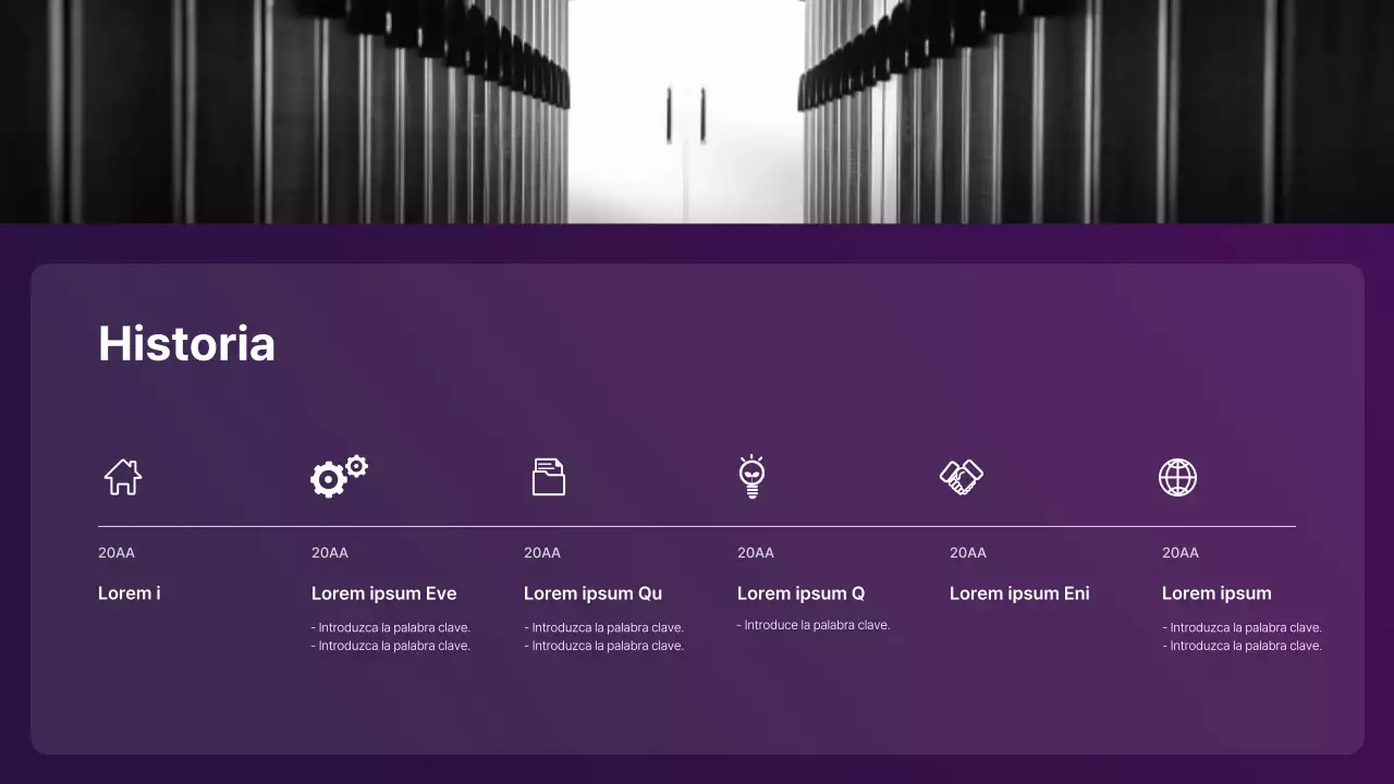 Perfil de empresa en degradado morado y naranja
