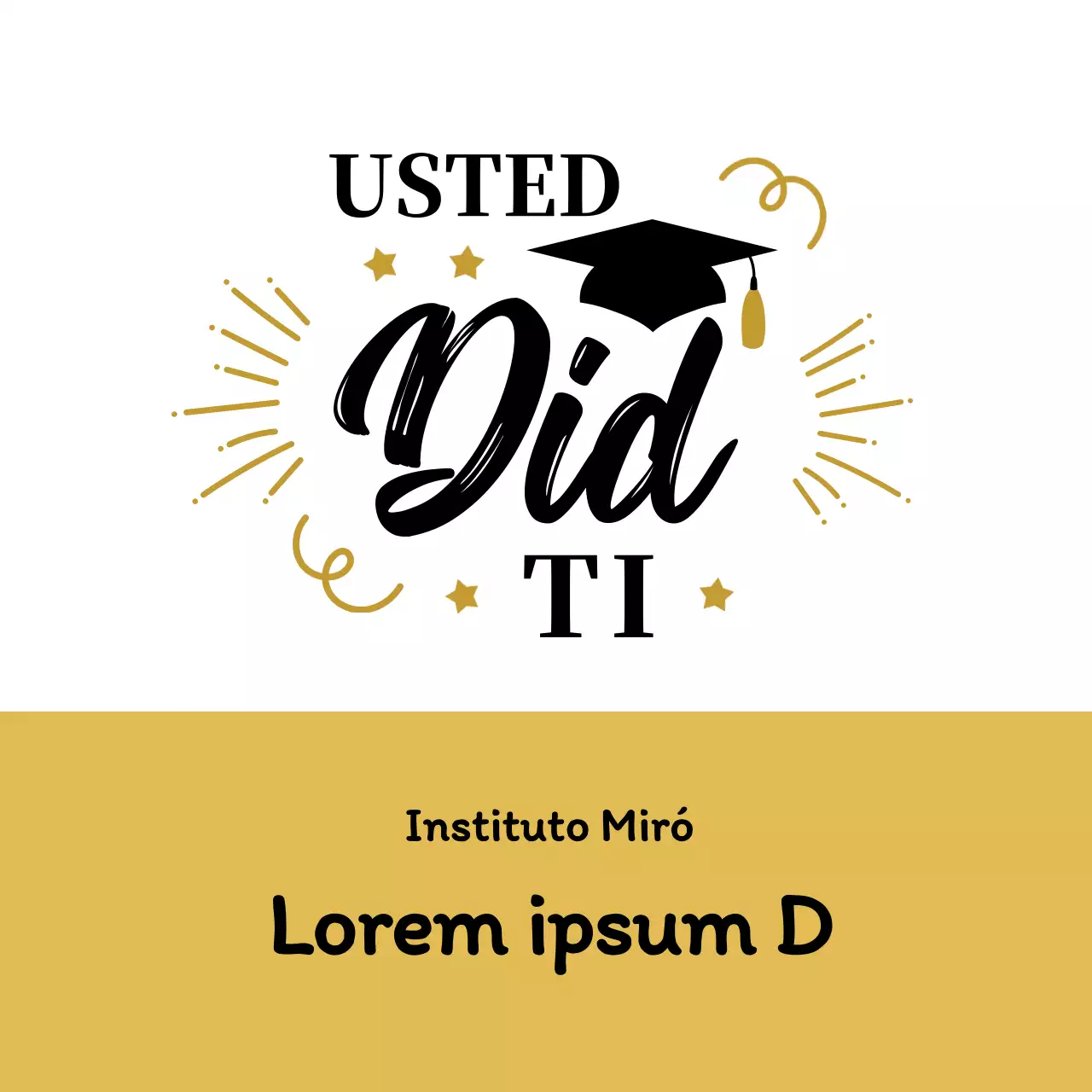 Ilustración en negro y oro celebración de la graduación