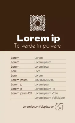 Etichetta di dettaglio del tè nero in polvere con logo marrone