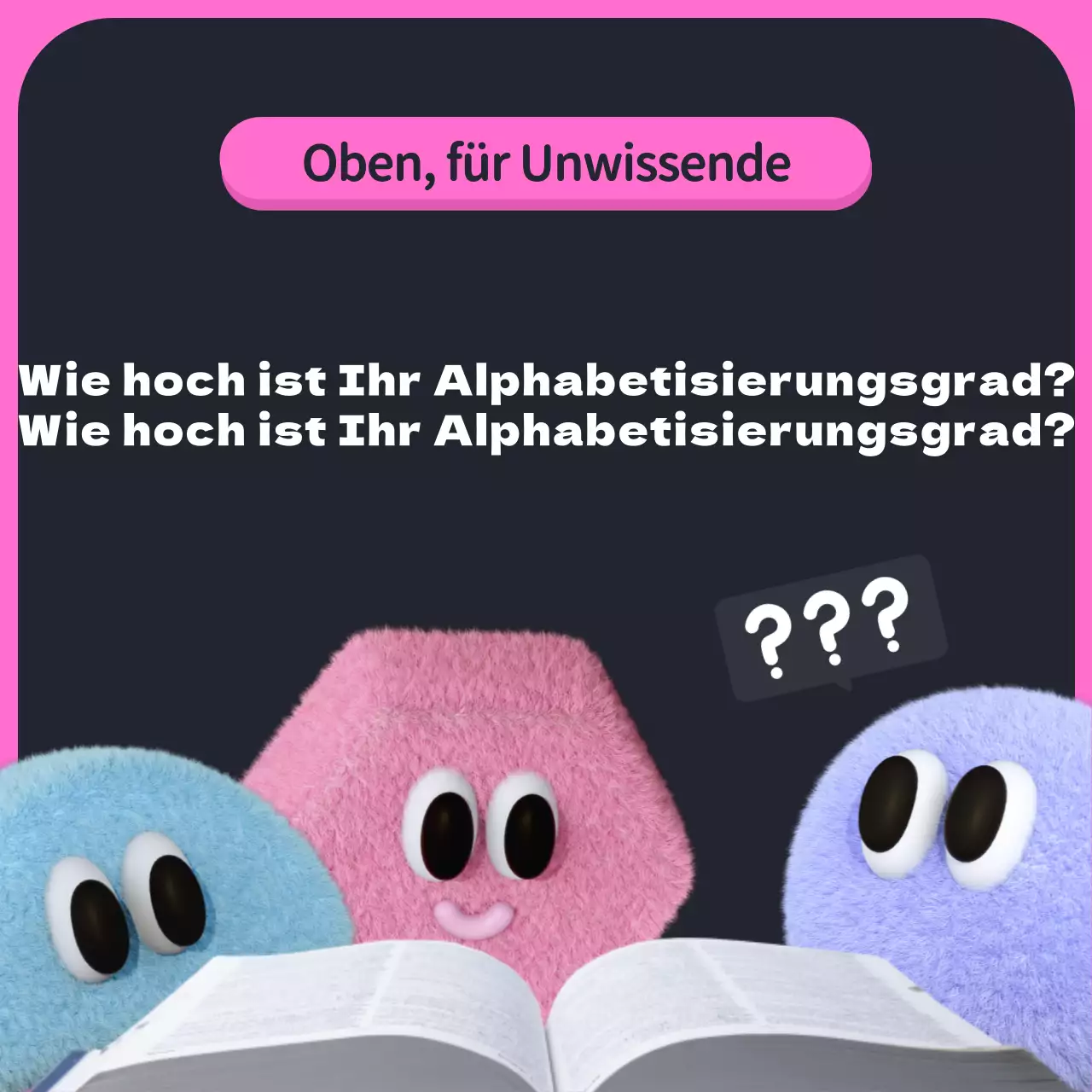 Schwarz und rosa studieren 3D niedlich Alphabetisierung Förderung