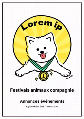 Affiche promotionnelle blanche, propre et mignonne pour un festival d'animaux de compagnie