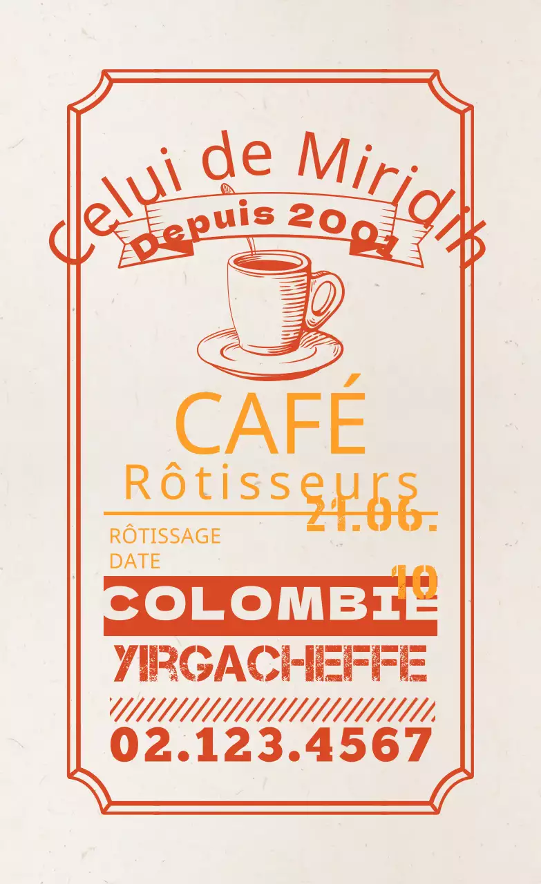 Étiquettes de grains de café avec un design typographique rougeâtre