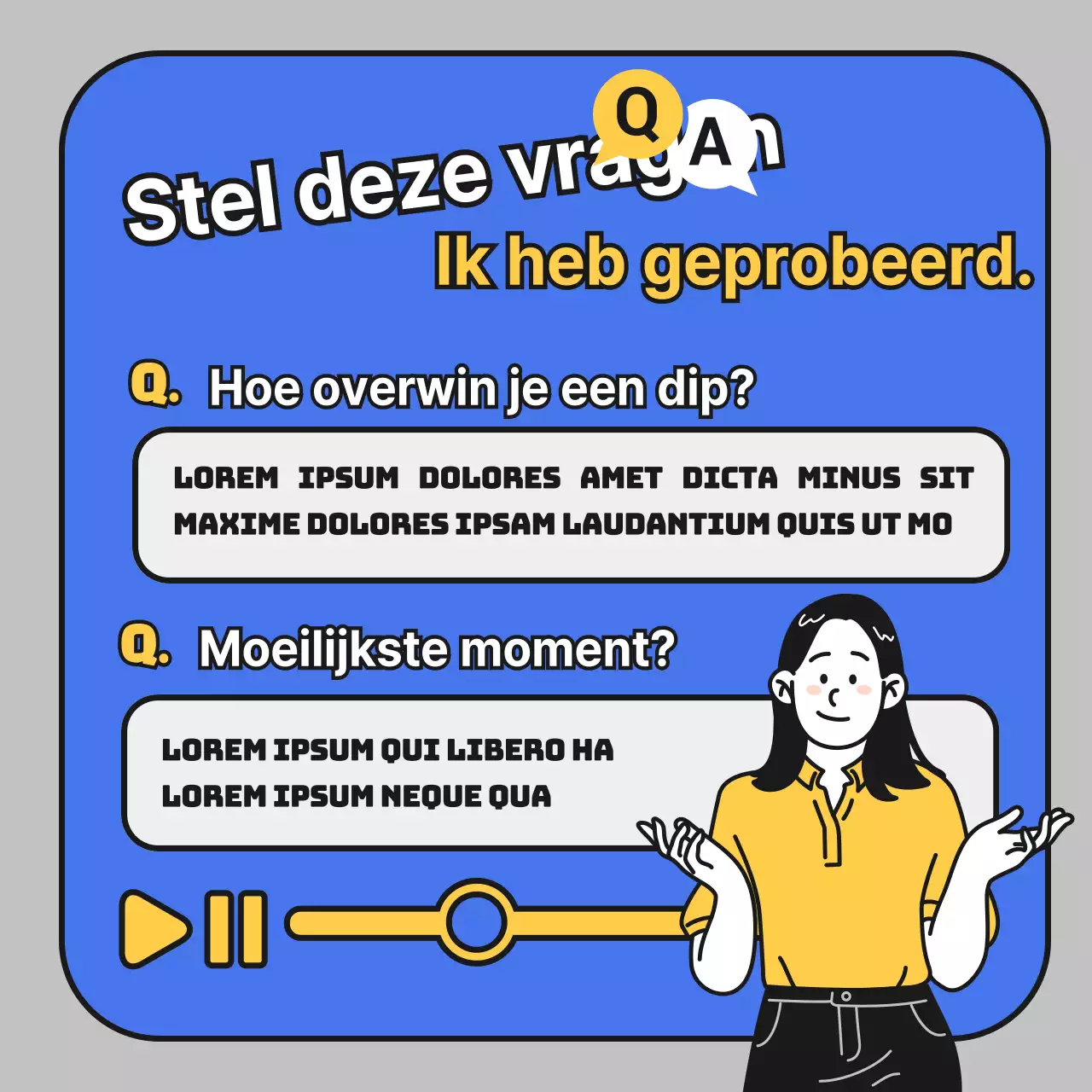 Een eenvoudige blauw met gele promotie voor een sollicitatiegesprek