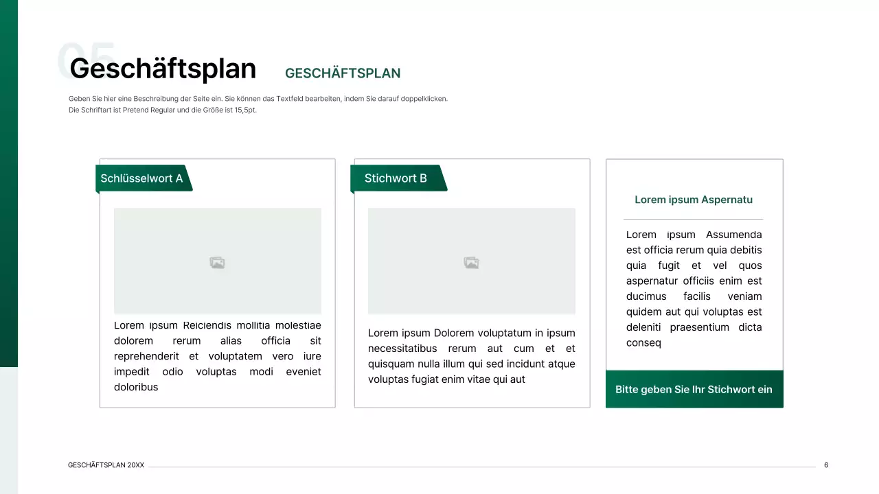 Präsentationsmappe für einen Geschäftsplan mit einem Indexkonzept in Grün mit Farbverlauf