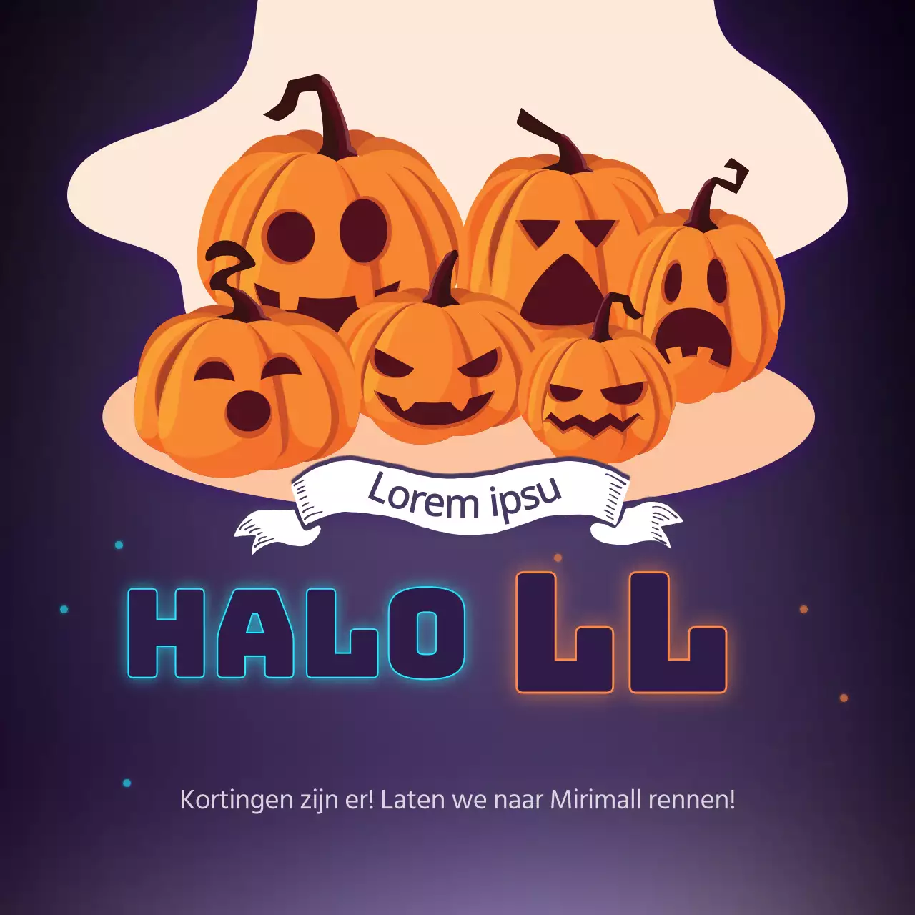 Halloween pompoen illustratie neon teken tekst