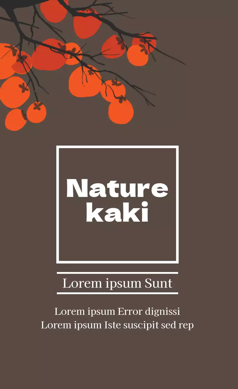 Étiquette d'emballage du coffret cadeau de kakis séchés illustrée en brun-orange