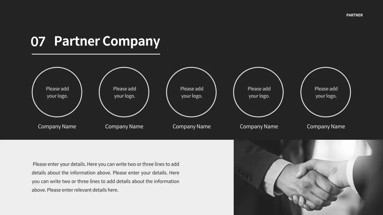 A simple company profile in black and white