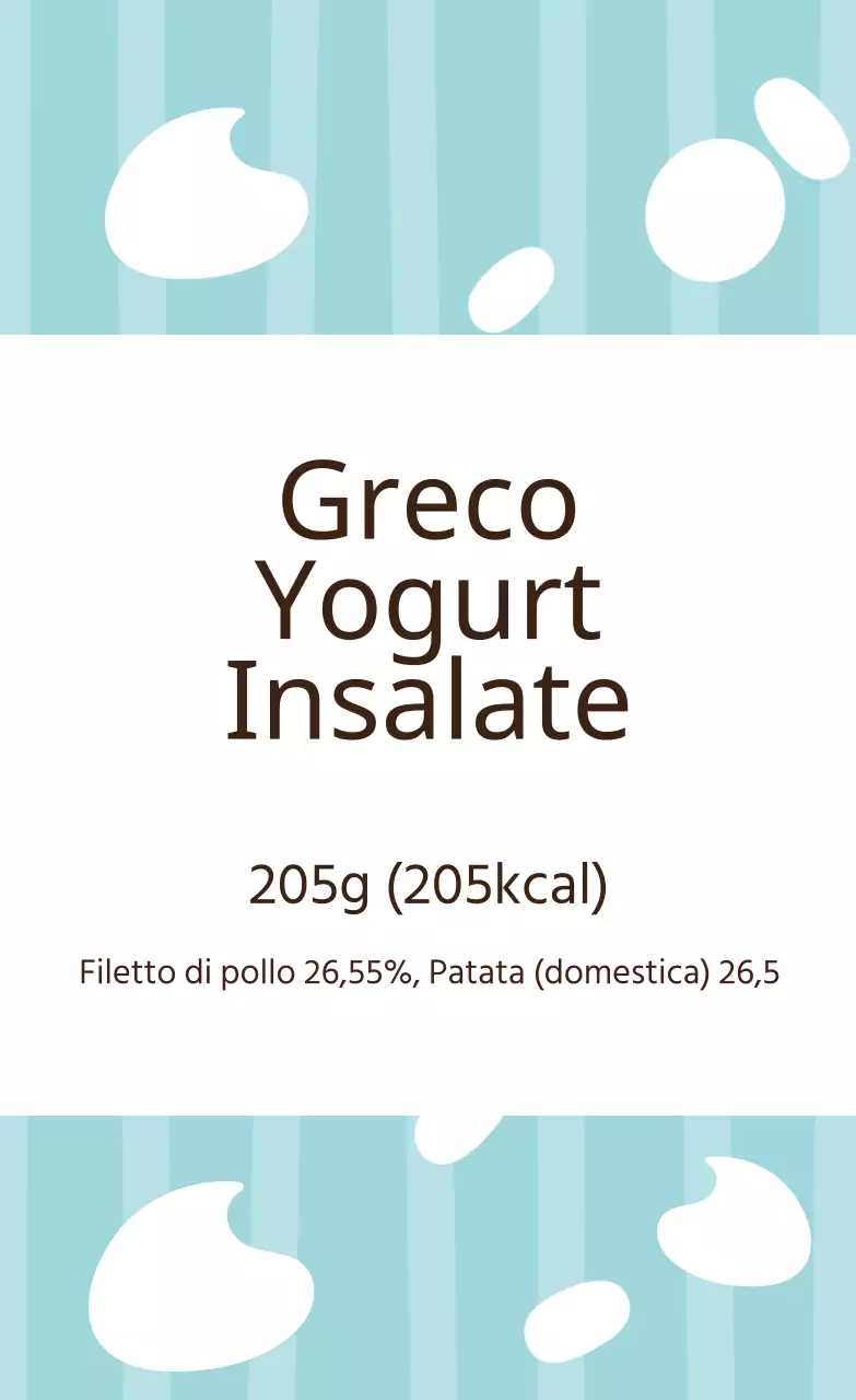 Etichetta illustrata di yogurt greco bianco cielo