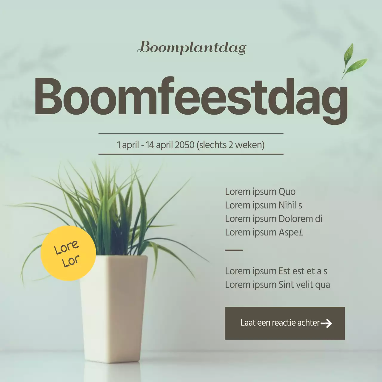 Boomfeestdag op een mint achtergrond potplant fotoEvent