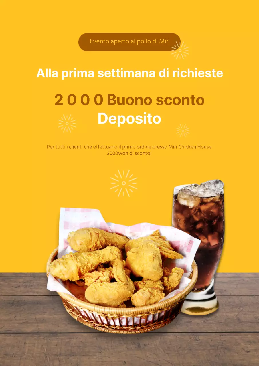 Poster giallo con sconto sul primo ordine