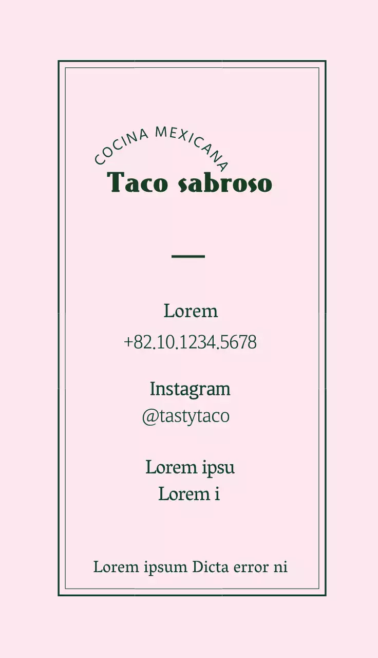 pink green simple restaurant taco