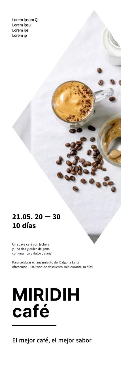 Banner sencillo de menú de café con fondo blanco