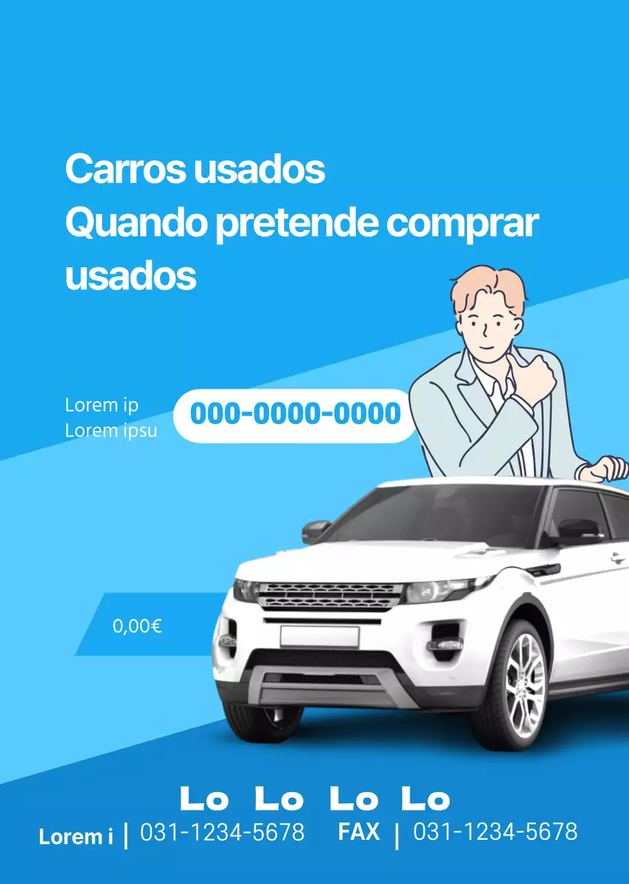 Fotografia limpa e azul a promover a venda de automóveis usados