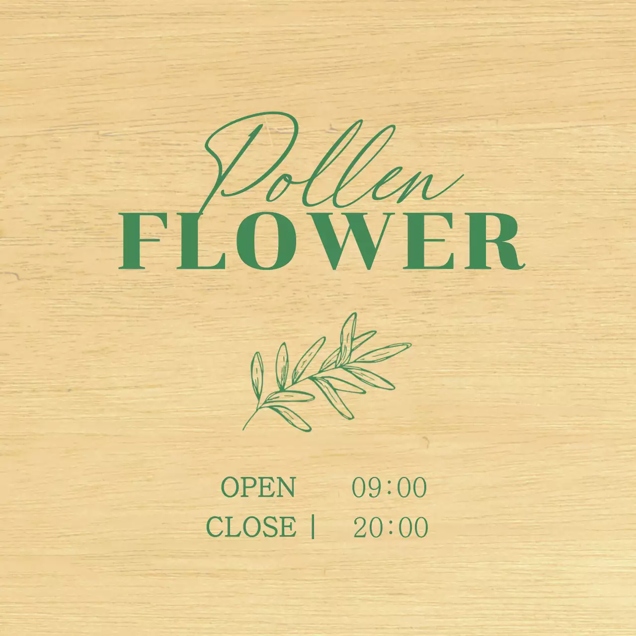 Flower shop design with green, hand-sketched botanical illustrations