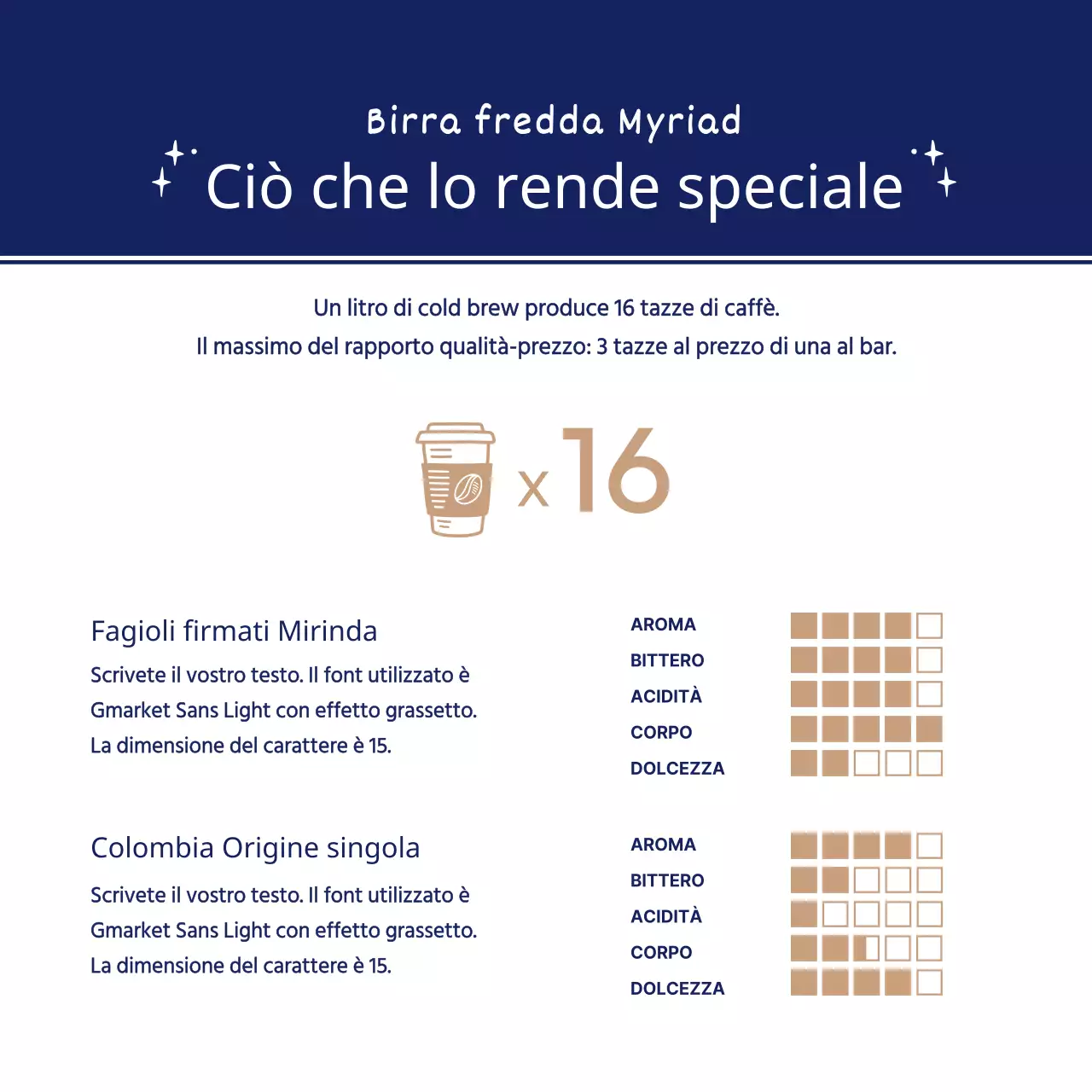 Caffè freddo pulito in bianco e blu