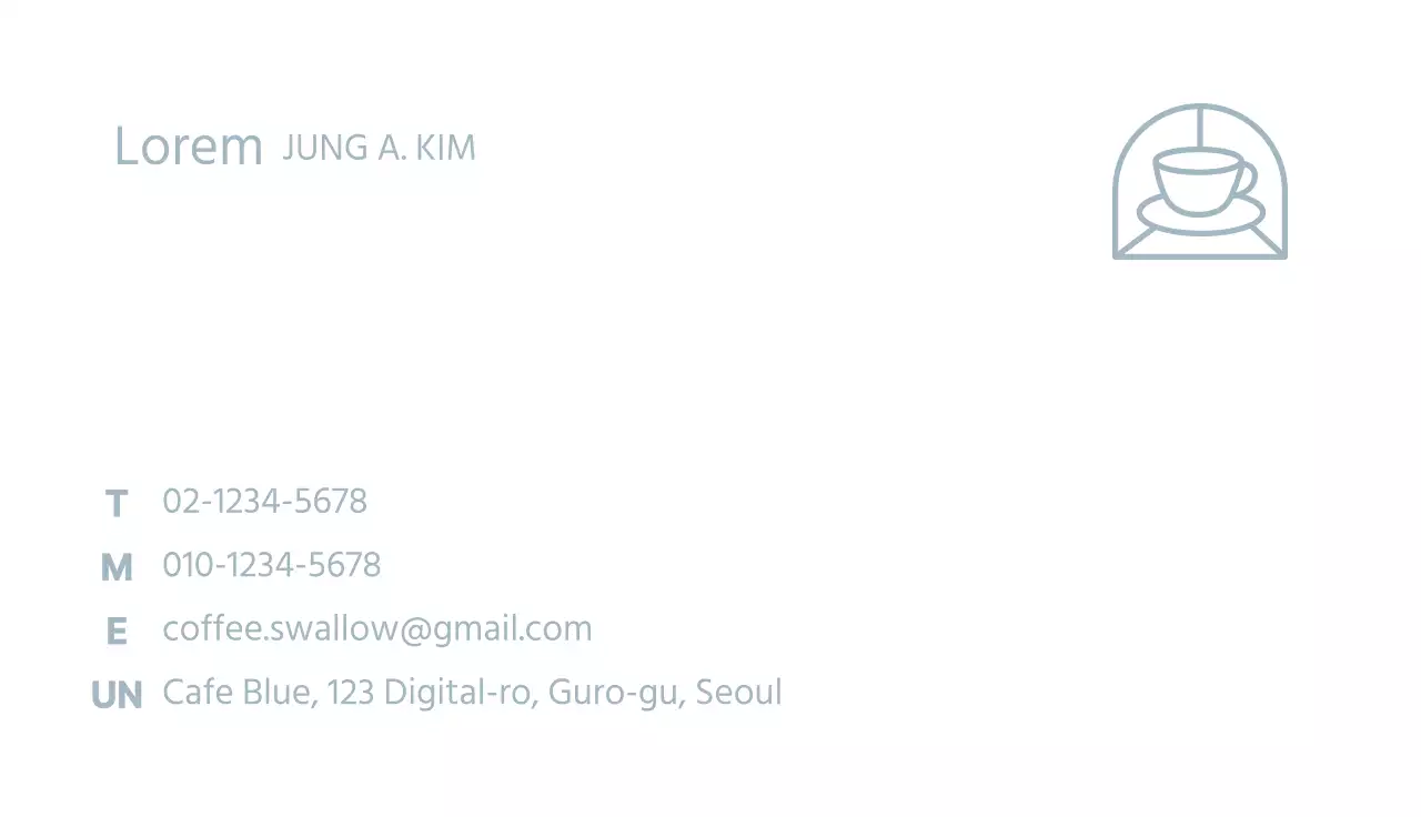 Pastello azzurro semplice caffè icona biglietto da visita per un caffè