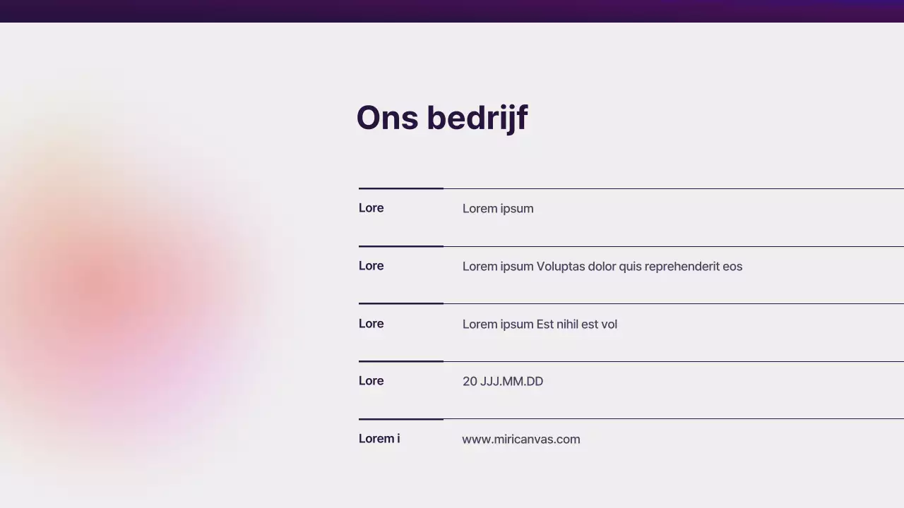 Paars en oranje kleurverloop bedrijfsprofiel