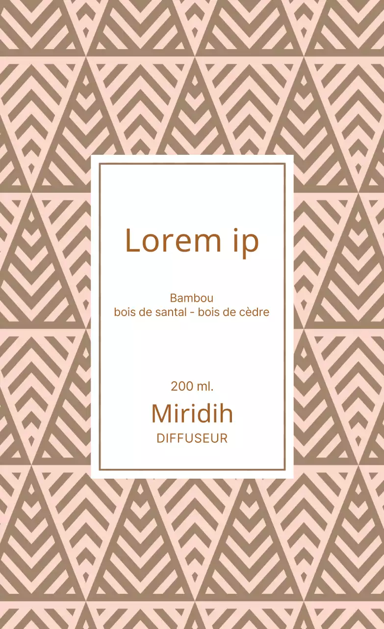 Étiquette de diffuseur à motif triangulaire rose-brun