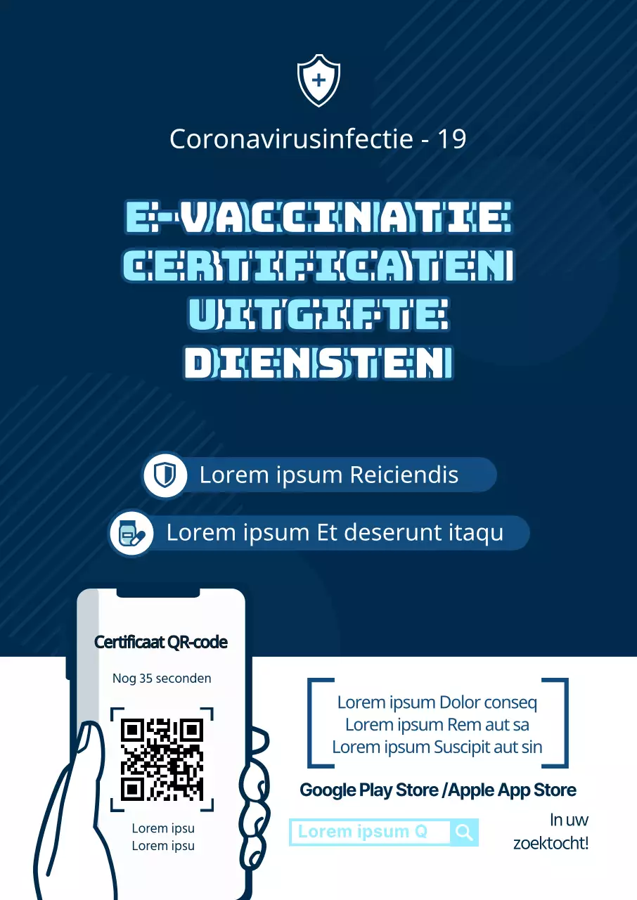 Gids voor eenvoudige elektronische vaccinatiebewijzen in marineblauw en lichtblauw